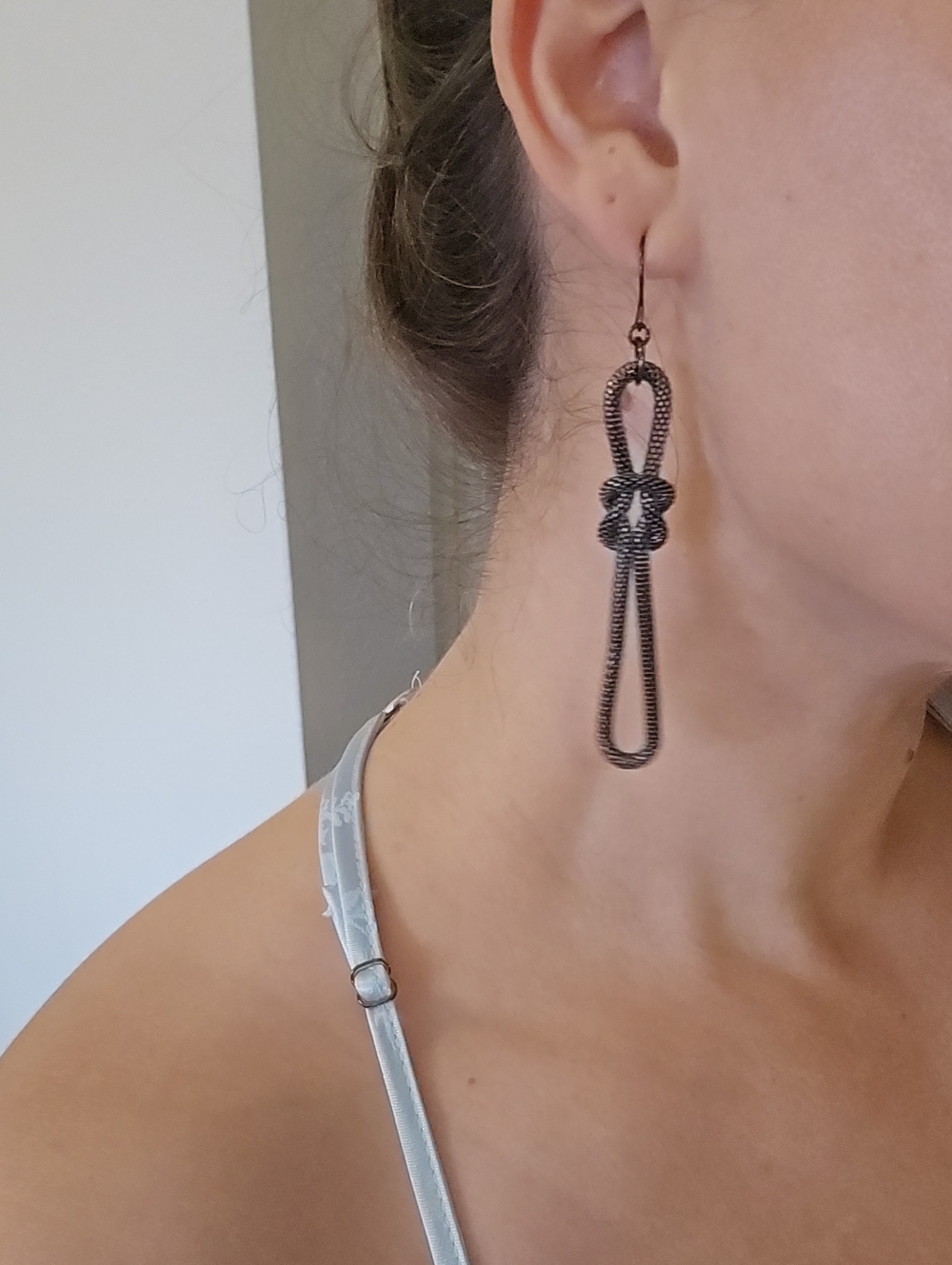 Gunmetal Knot Drop Earrings - Women Jewelry